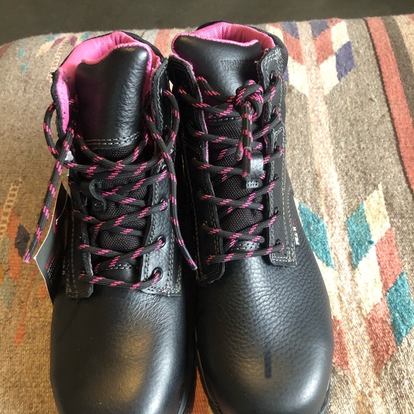 NWT Wolverines Womens Size 8.5 Work Boot Black Leather - Picture 4 of 8